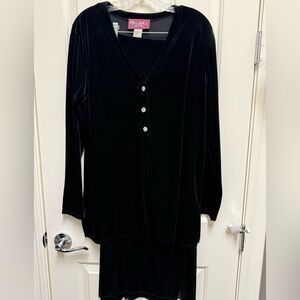 Denim&Co Black Velvet Top & Skirt